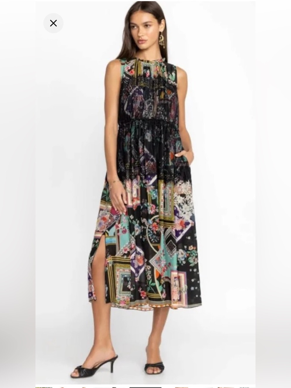 Johnny Was Elderberry Lace Midi Dress Silk Floral Patchwork NWT S - Picture 9 of 16